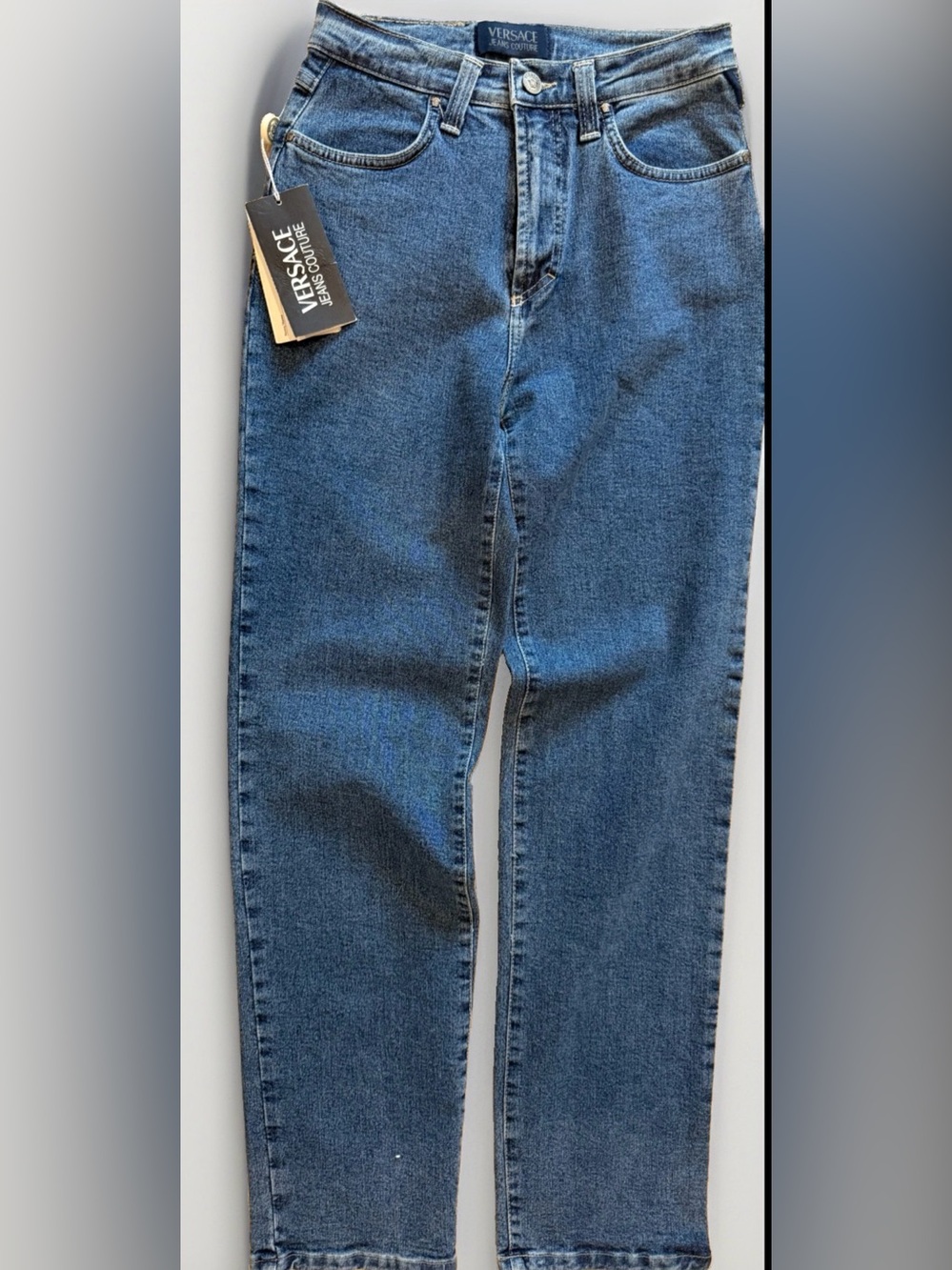 Vintage Deadstock 90s Versace Jeans Couture (Itterre Era) Blue Stretch Denim.